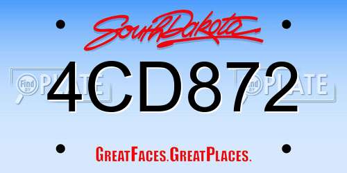 4CD872 South Dakota License Plate
