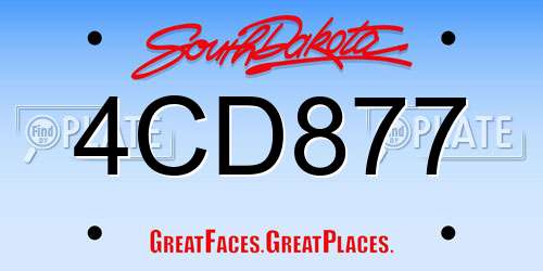 4CD877 South Dakota License Plate