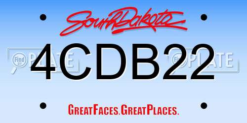 4CDB22 South Dakota License Plate
