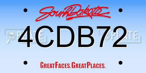 4CDB72 South Dakota License Plate
