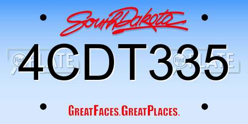4CDT335 South Dakota License Plate