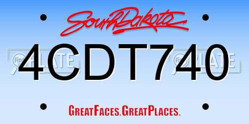 4CDT740 South Dakota License Plate