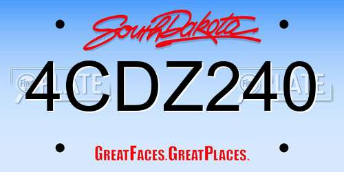 4CDZ240 South Dakota License Plate