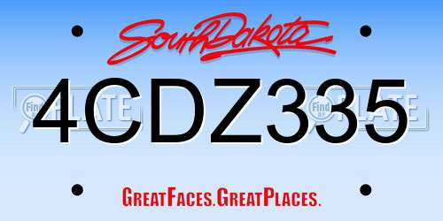4CDZ335 South Dakota License Plate