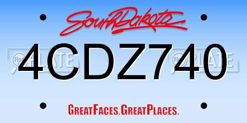 4CDZ740 South Dakota License Plate