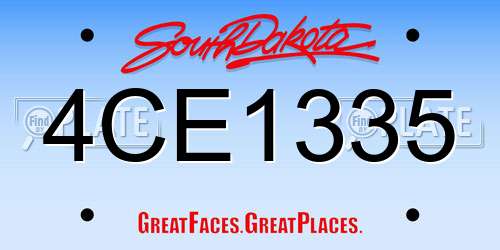 4CE1335 South Dakota License Plate
