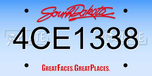 4CE1338 South Dakota License Plate