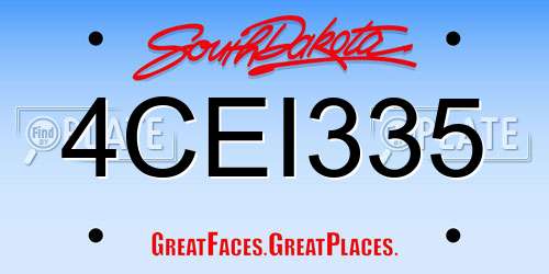 4CEI335 South Dakota License Plate