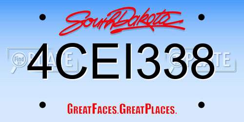 4CEI338 South Dakota License Plate