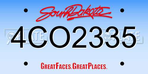 4CO2335 South Dakota License Plate