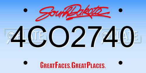 4CO2740 South Dakota License Plate