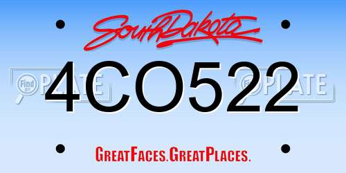 4CO522 South Dakota License Plate