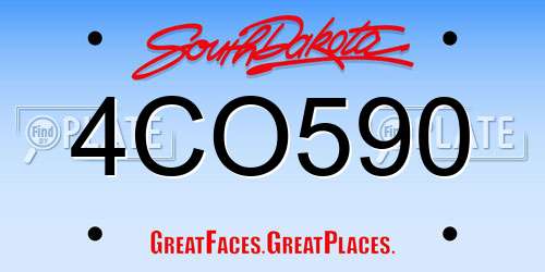 4CO590 South Dakota License Plate