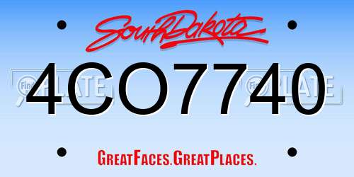 4CO7740 South Dakota License Plate