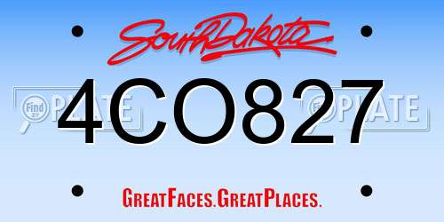4CO827 South Dakota License Plate