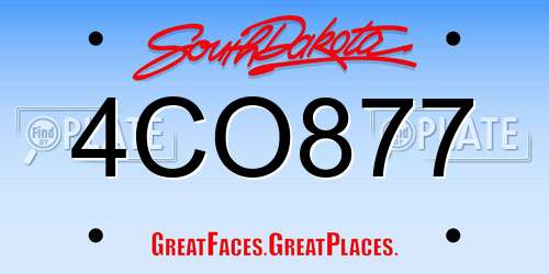 4CO877 South Dakota License Plate