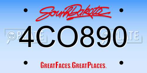 4CO890 South Dakota License Plate