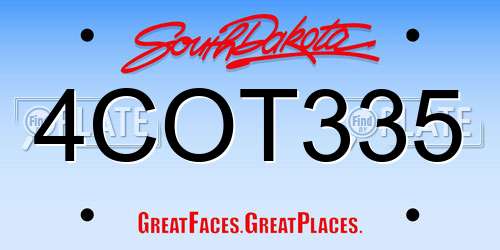 4COT335 South Dakota License Plate