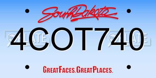 4COT740 South Dakota License Plate