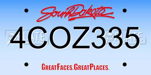 4COZ335 South Dakota License Plate