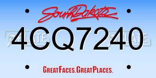 4CQ7240 South Dakota License Plate