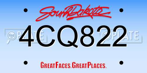 4CQ822 South Dakota License Plate