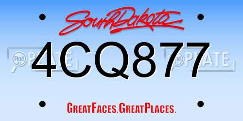 4CQ877 South Dakota License Plate