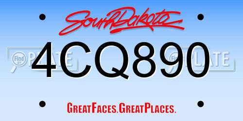 4CQ890 South Dakota License Plate