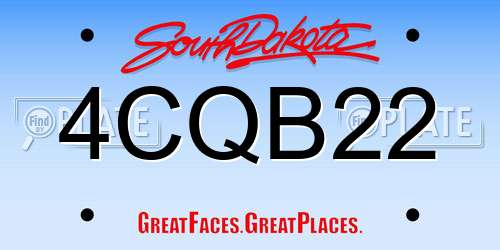 4CQB22 South Dakota License Plate