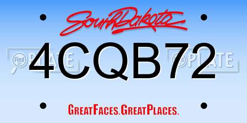4CQB72 South Dakota License Plate