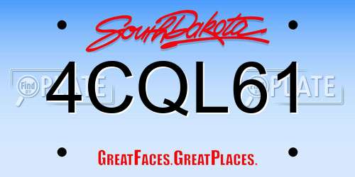 4CQL61 South Dakota License Plate