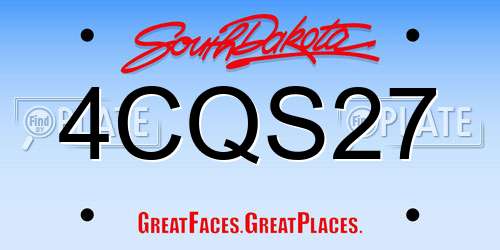 4CQS27 South Dakota License Plate