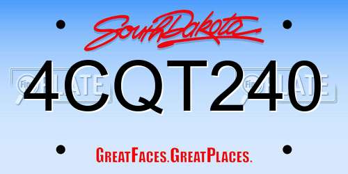 4CQT240 South Dakota License Plate