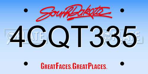 4CQT335 South Dakota License Plate