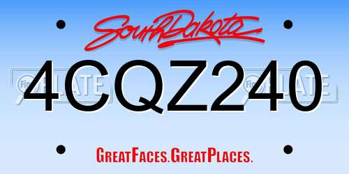 4CQZ240 South Dakota License Plate