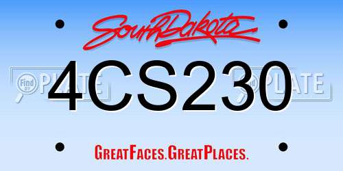 4CS230 South Dakota License Plate