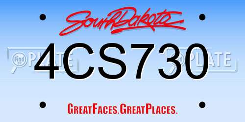 4CS730 South Dakota License Plate