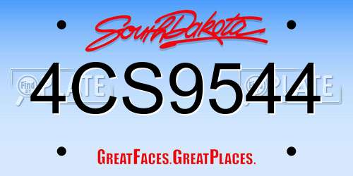 4CS9544 South Dakota License Plate