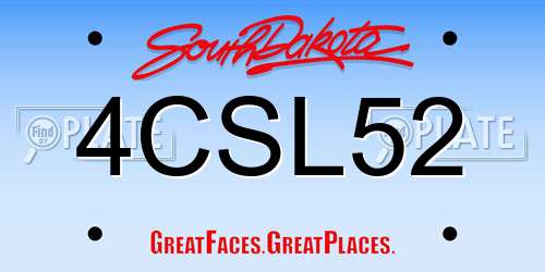 4CSL52 South Dakota License Plate
