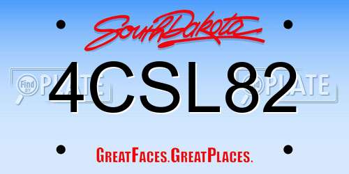 4CSL82 South Dakota License Plate