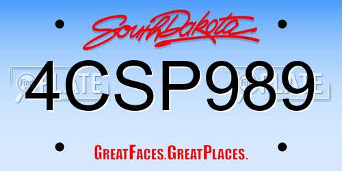 4CSP989 South Dakota License Plate