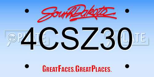 4CSZ30 South Dakota License Plate