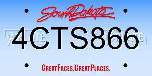 4CTS866 South Dakota License Plate