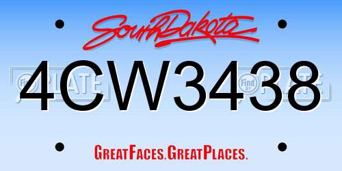 4CW3438 South Dakota License Plate