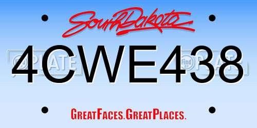 4CWE438 South Dakota License Plate