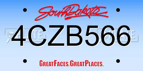 4CZB566 South Dakota License Plate