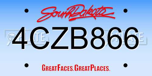 4CZB866 South Dakota License Plate