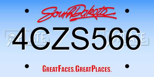 4CZS566 South Dakota License Plate