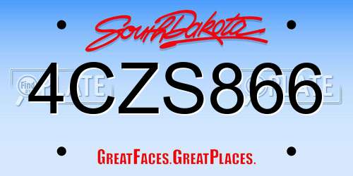 4CZS866 South Dakota License Plate