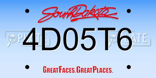 4D05T6 South Dakota License Plate